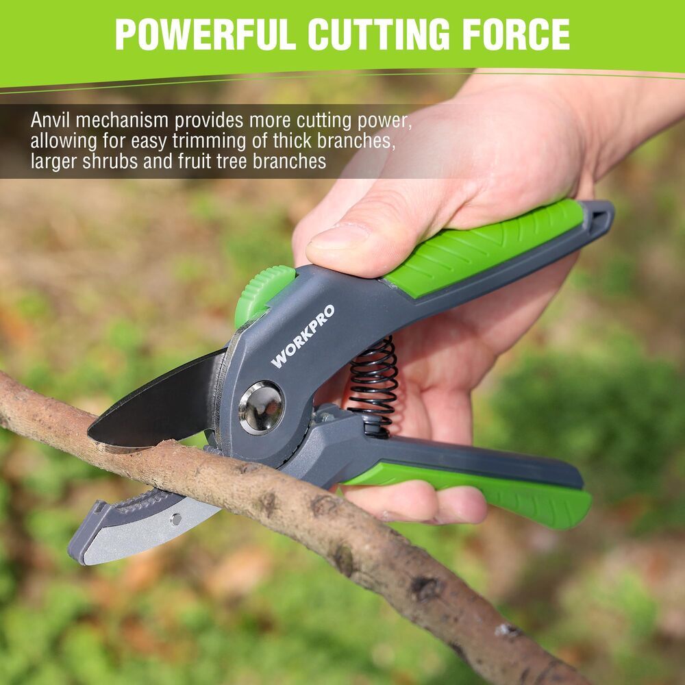 WORKPRO 8.5-Inch Anvil Pruning Shears with Ergonomic Handle