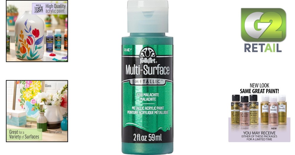 2 oz Multi-Surface Metallic Malachite Paint - Perfect for All Creative Projects