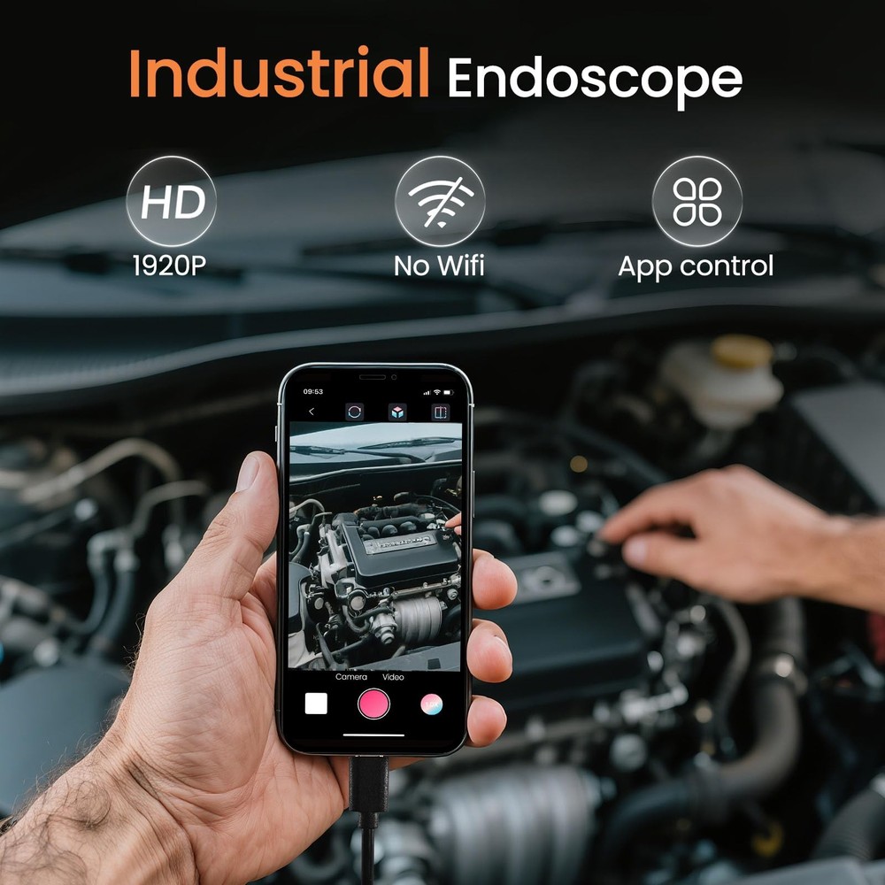 Endoscope Camera with Light, HD Borescope with Dimmable LED, Endoscope Camera...