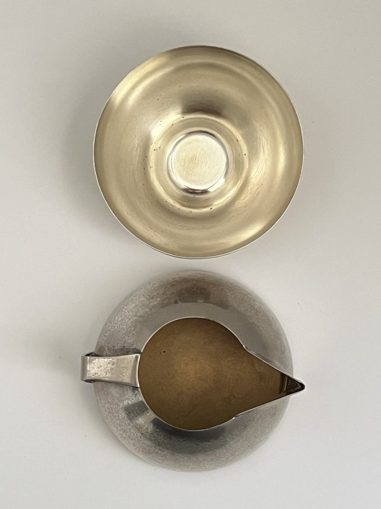 Vtg Art Deco Napier Duplex Sphere Stackable Silver Plated Creamer And Sugar Set