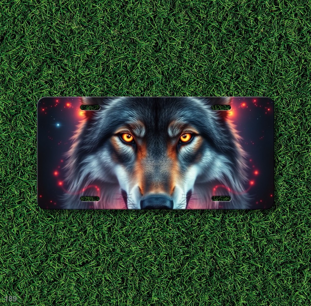 Hyperrealistic Wolf License Plate Personalized Vanity Plate Birthday Gift