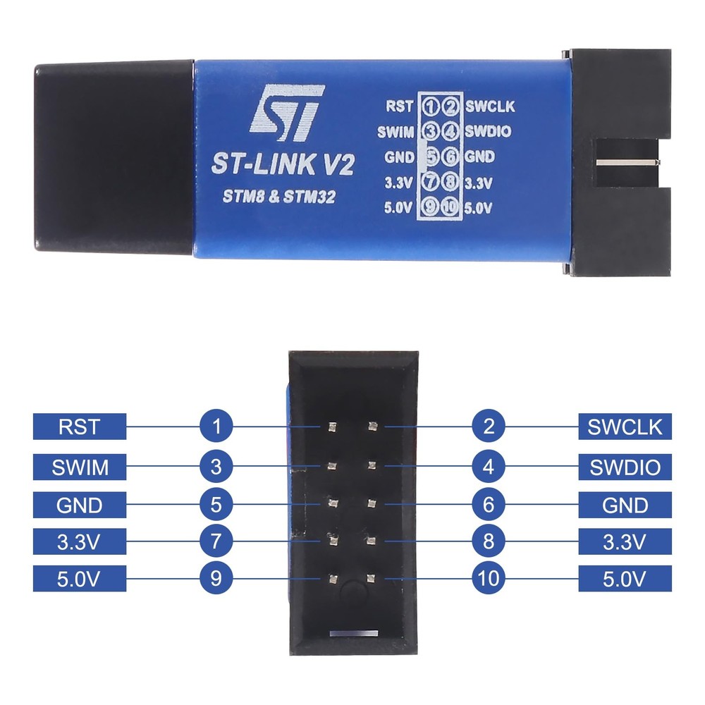 6pcs ST-Link V2 Emulator Downloader Programmer Support Programming Unit STM8 ...