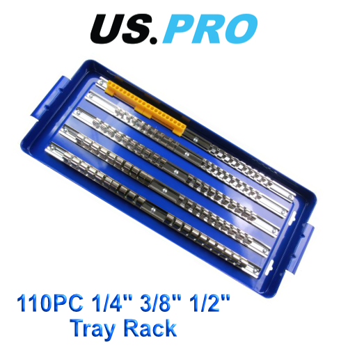 US PRO 110pc 1/4" 3/8" 1/2" Socket Storage Tray Rack 1494