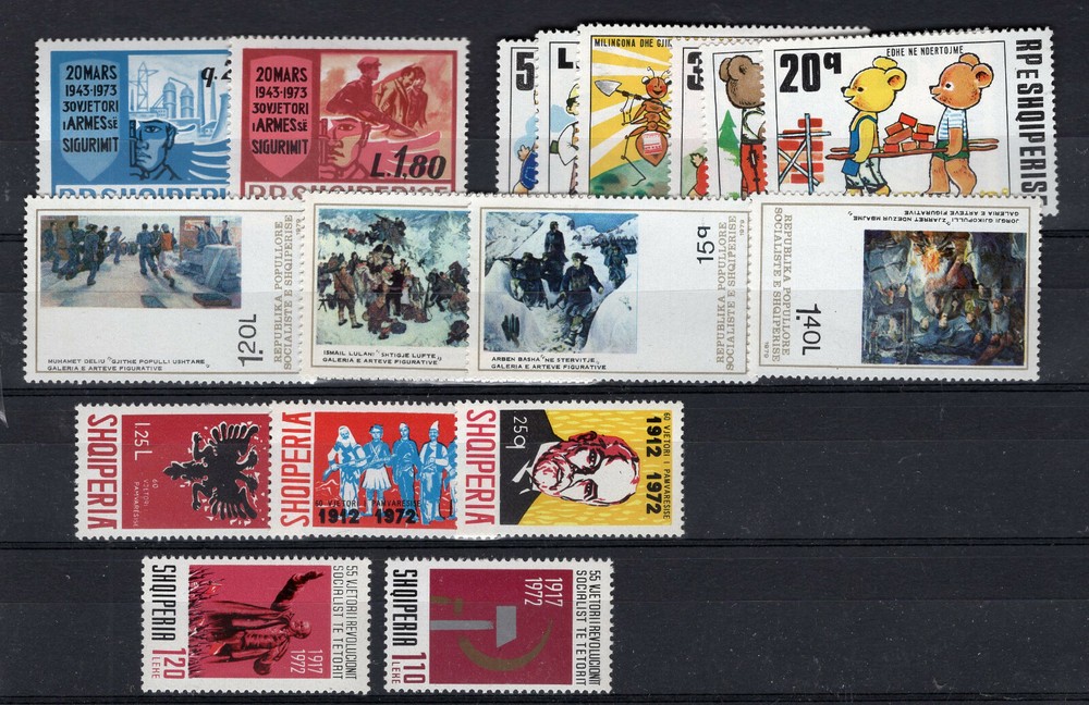 ALBANIA LOT, 5 DIFFERENT COMPLETE SETS, MNH, VF