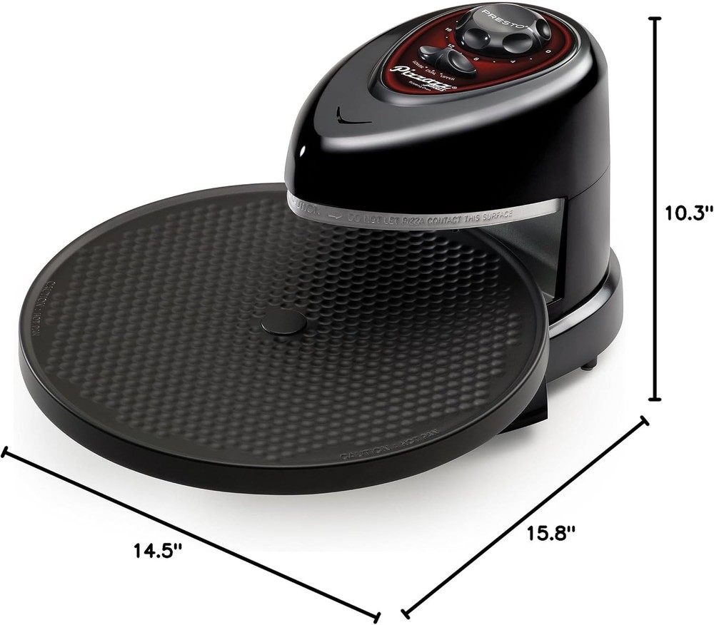 Compact 12-Inch Pizzazz Plus Rotating Oven in Black - Timer & Safety Features