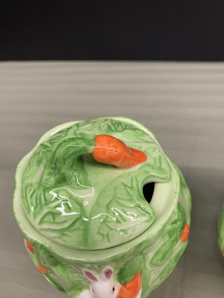 Hometrends Springtime Sugar & Creamer Cabbage/Rabbits READ