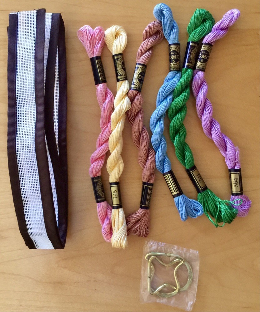 Blank Needlepoint Belt Canvas with Clasp & DMC Perle Cotton Thread