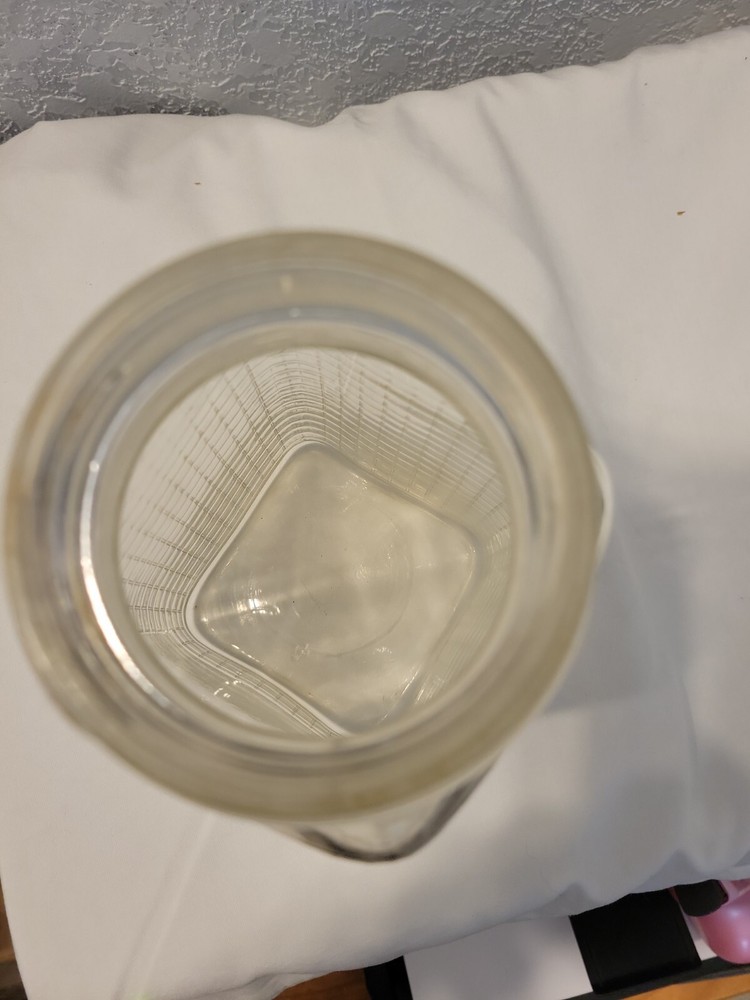 Vintage Square Waffle Pattern Canning Jar With Label Window