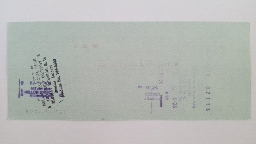 Murray Reswick, M.D.: 1978 Pittsburgh Pirates Expense Check