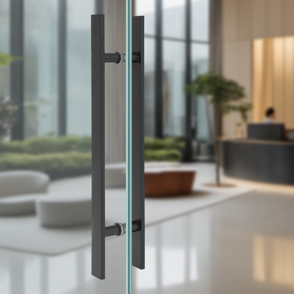 Double Sided Stainless Steel Door Handle black H Shape Door Pull Handle