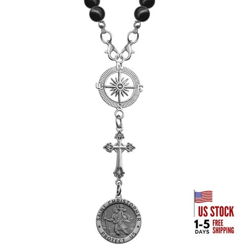 St Christopher Car Rearview Mirror Decor Medal, Cross Hanging St Christopher 01