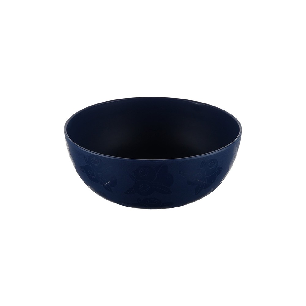 30-Piece Plastic Etched Blueberry Pattern Dinnerware Bundle Set Navy Blue