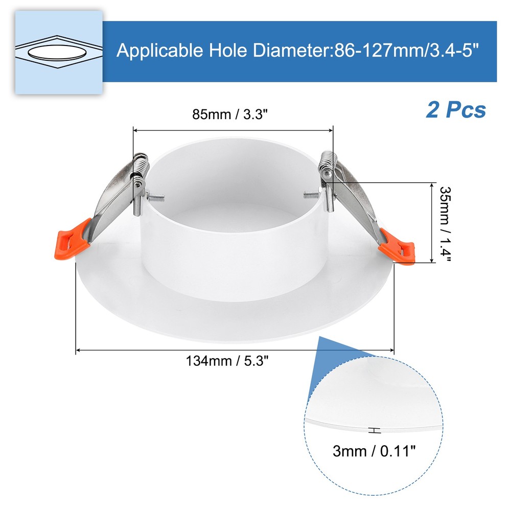2Pack 5.3" Spring Ceiling Cover Plate Suitable for 3.4-5 " Round Hole, White