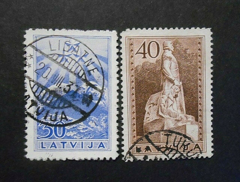LATVIA, LATVIA, LATVIJA 1937 "Liberation Monuments" 2 Values USED