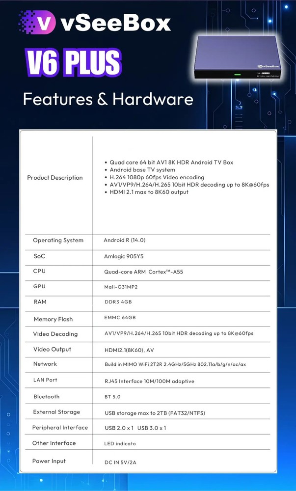 vSeeBox V6 Plus 2026 Android Stream Device Super Box Destroyer! Same Day Ship!