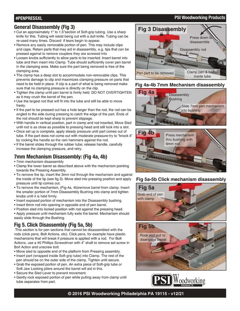 Penpressxl Assembly & Disassembly Pen Press