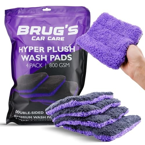 Brug’s HyperPlush Wash Pads – 4 Pack | 800 GSM 70/30 Premium Microfiber |