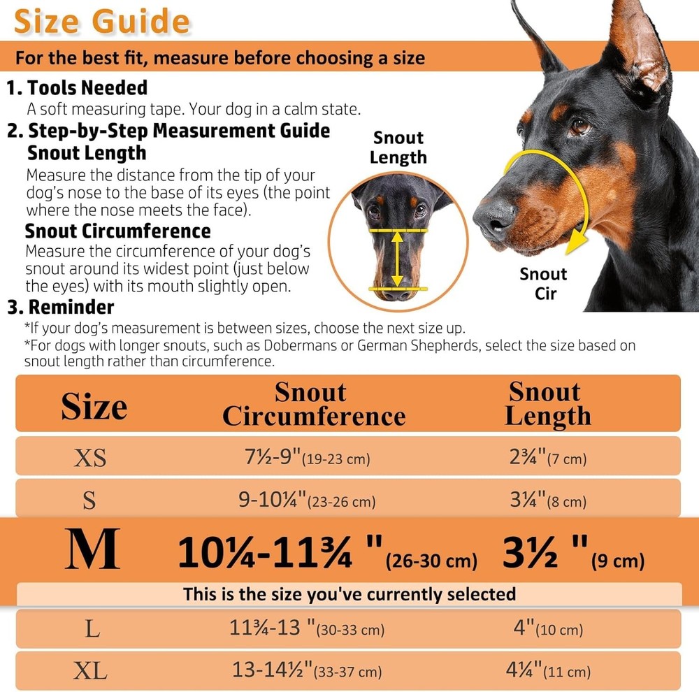 Comfortable and Secure Black Muzzle for Medium Breeds – Ideal for Training