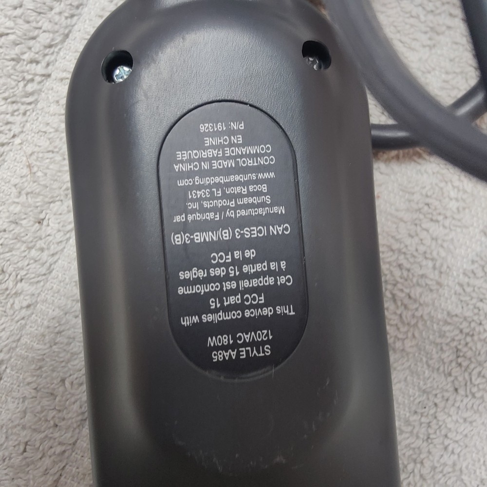 Sunbeam AA85 Electric Heating Blanket Cord 3-Prong Controller Tested