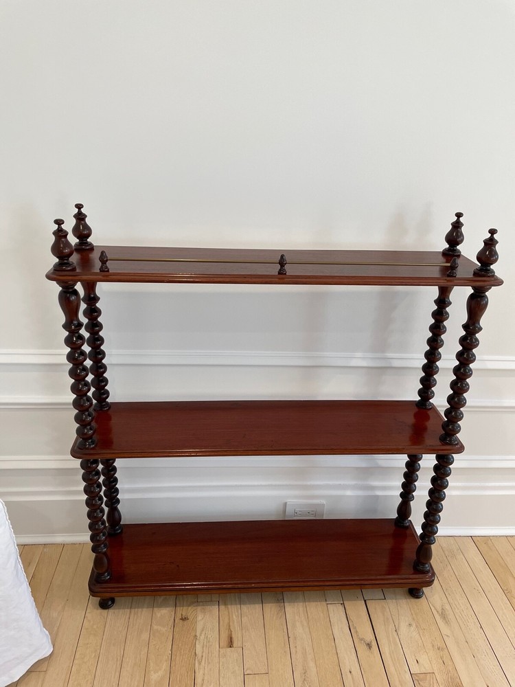 LARGE ANTIQUE SPINDLE MOHOGANY BOOKCASE WITH FINIALS