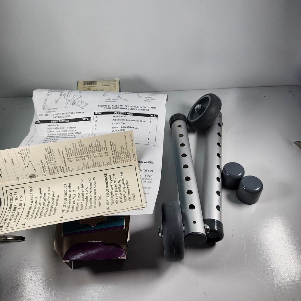 AURORA 3" FIXED FRONT WALKER WHEELS AND CAPS NEW