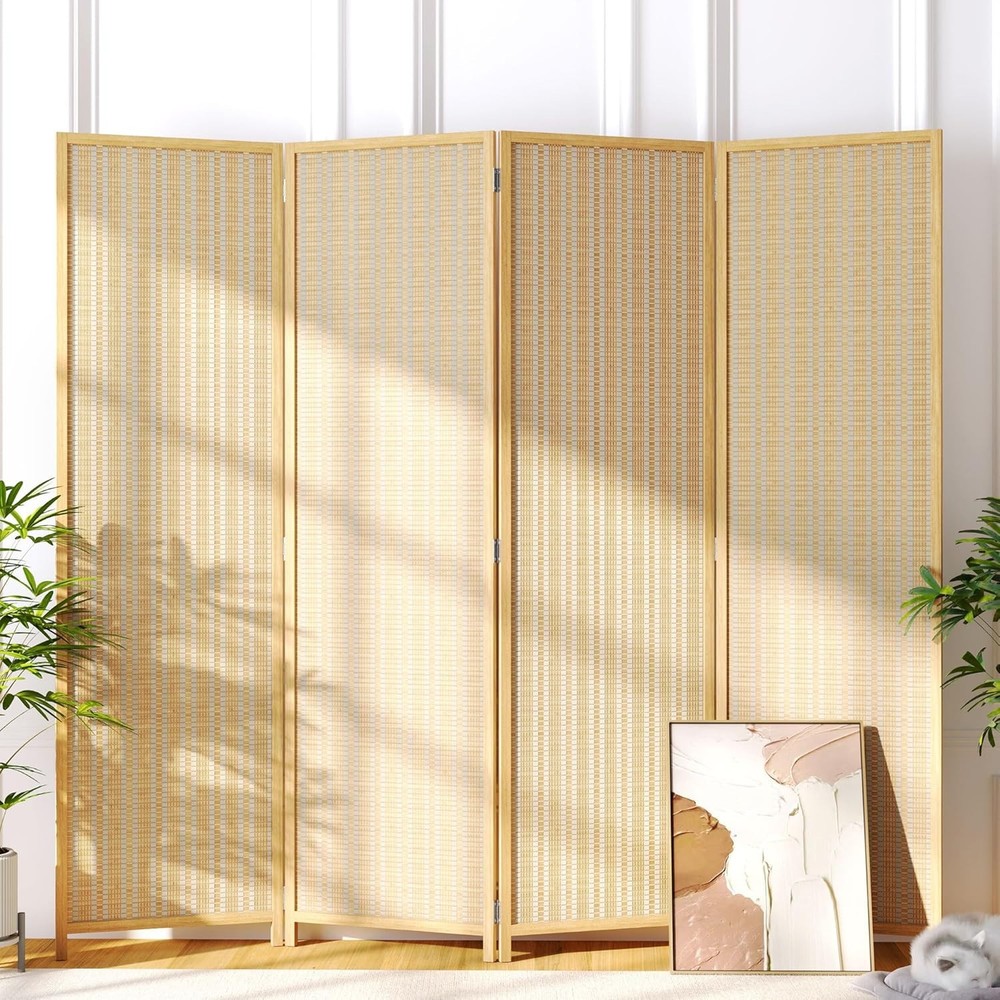 Panel Folding Divider JOSTYLE 4 Screen, Divider Privacy Screen Room Room Bamboo
