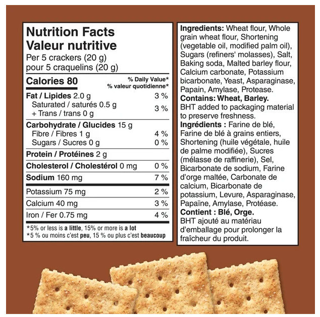 Premium Plus Whole Wheat Salted Top Crackers, 481g (4 Pack)