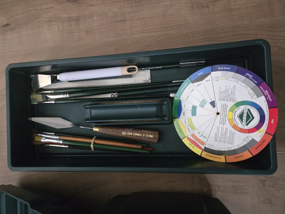 Artbin Storage Box Green With Painting Art Tools Handle