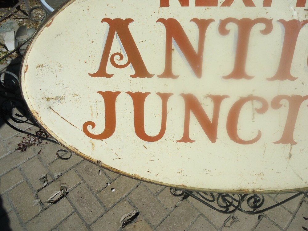 Large Antique Hand Wrought Iron Sign & Bracket