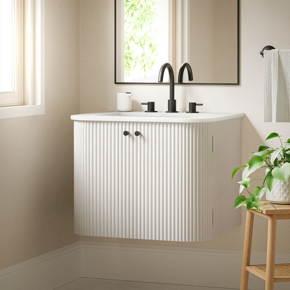 Zia Bathroom Vanity with Marble Sink in Ivory