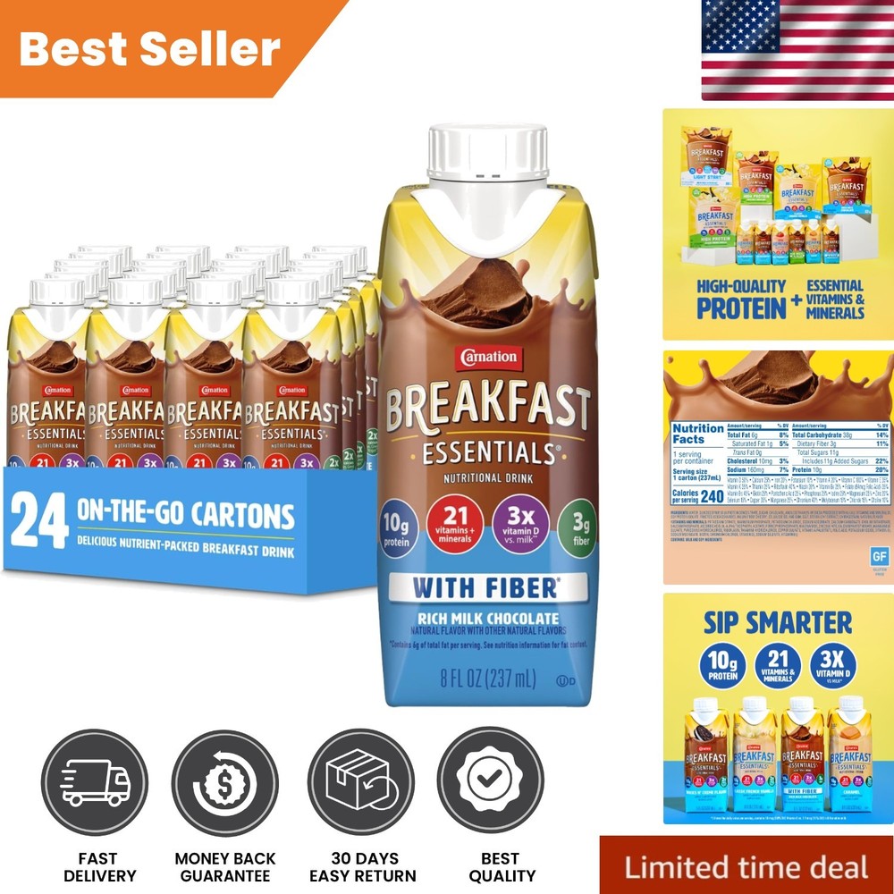 Ready-to-Drink Nutritional Breakfast Shake, Rich Milk Chocolate, 24 Pack