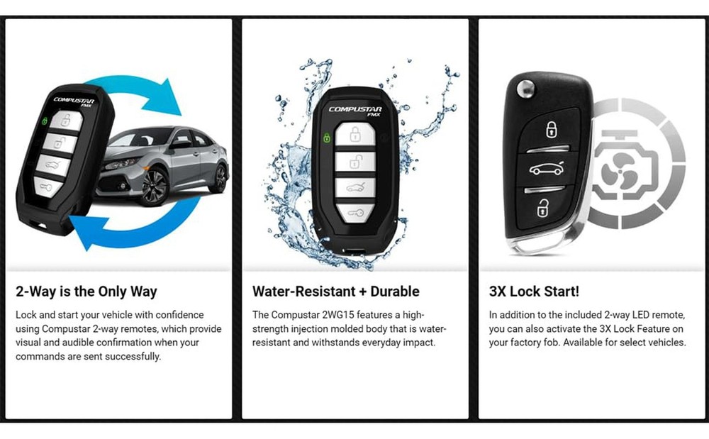 Compustar CSX4900-S 2-Way Remote Start System – 4-Button Remotes, 3000 ft Range