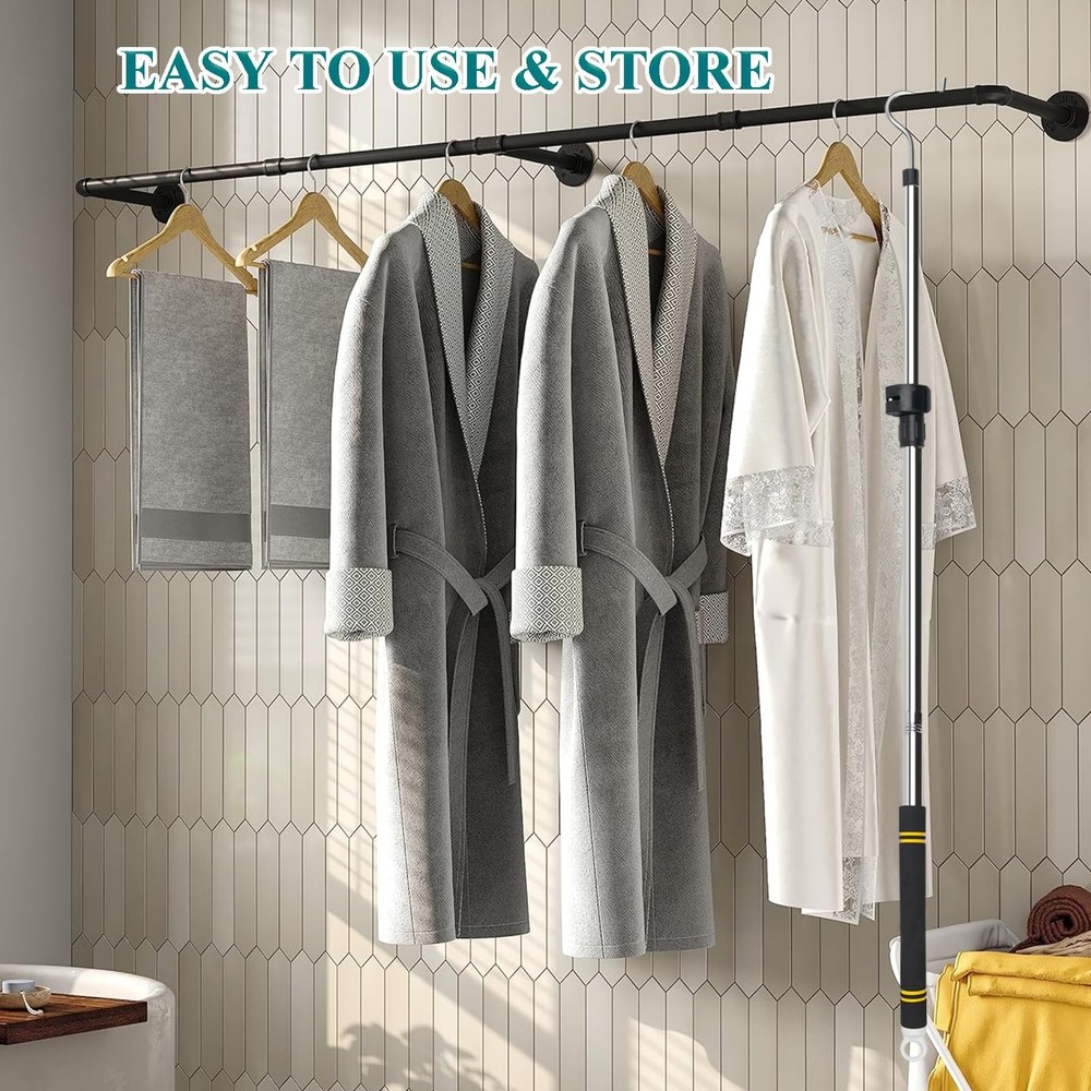 Clothes Hanger Reaching Hook Telescopic Adjustment clothes hook pole Light an...
