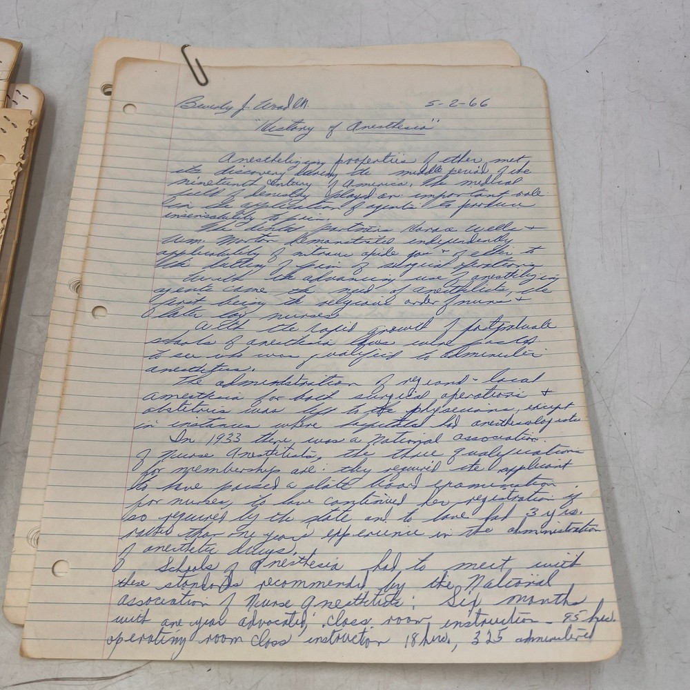 Vintage Medicine Science Note Term Papers School 1960s Class Handwritten Cursive