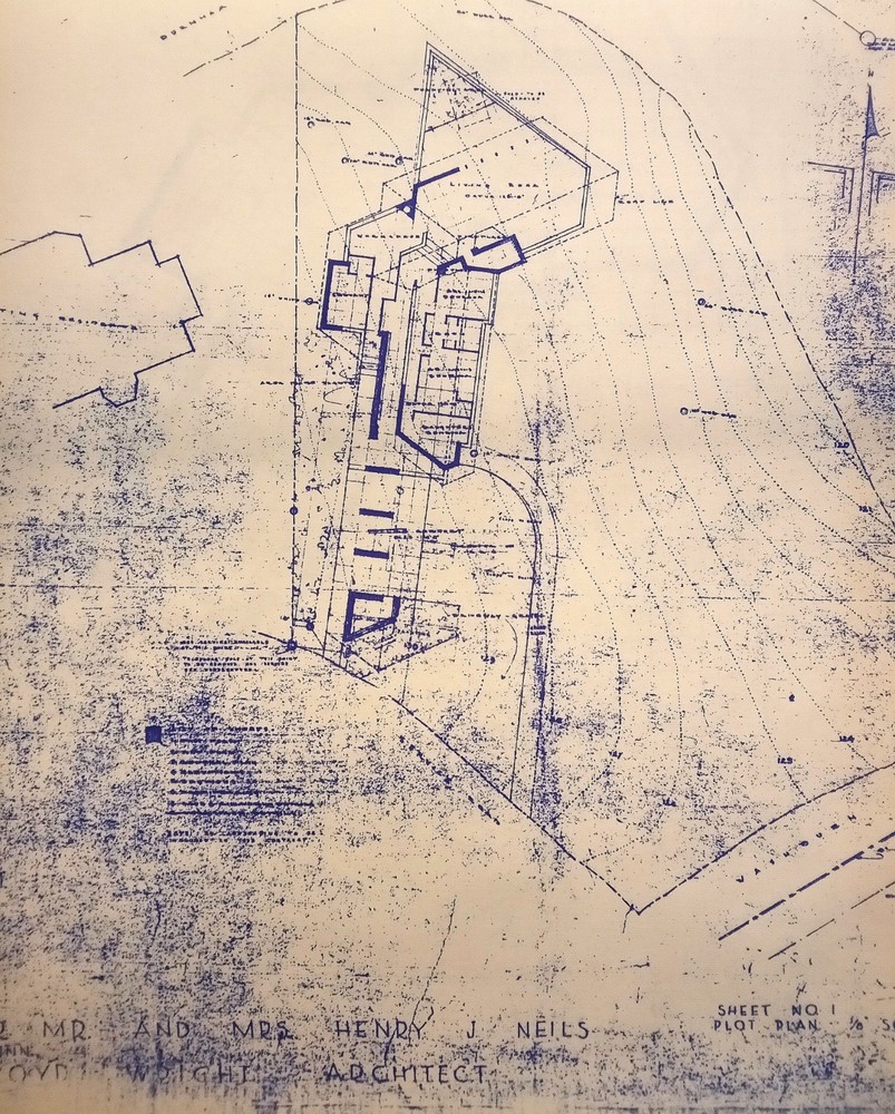 FRANK LLOYD WRIGHT: BLUELINE PLANS FOR HENRY J. NEILS RESIDENCE.