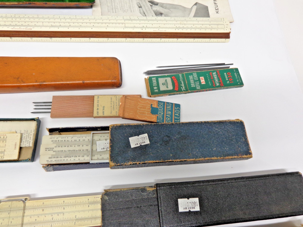 Vintage Lot of Drafting Slide Rules Plus