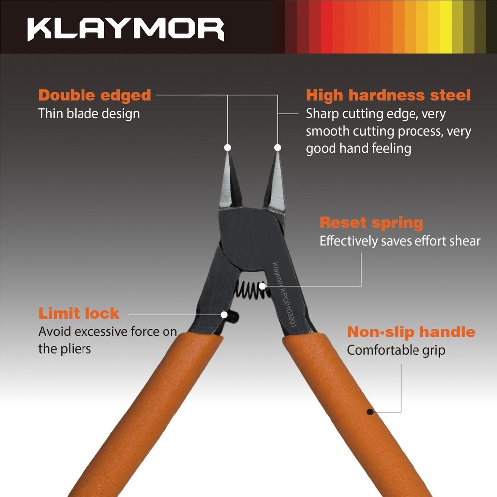 KLAYMOR 5" Model Nipper, Double-edged Precision Nipper with Ultra Thin Blades
