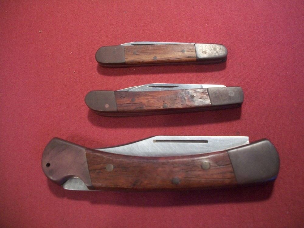 3 Very Nice Old Wood Handle Knives