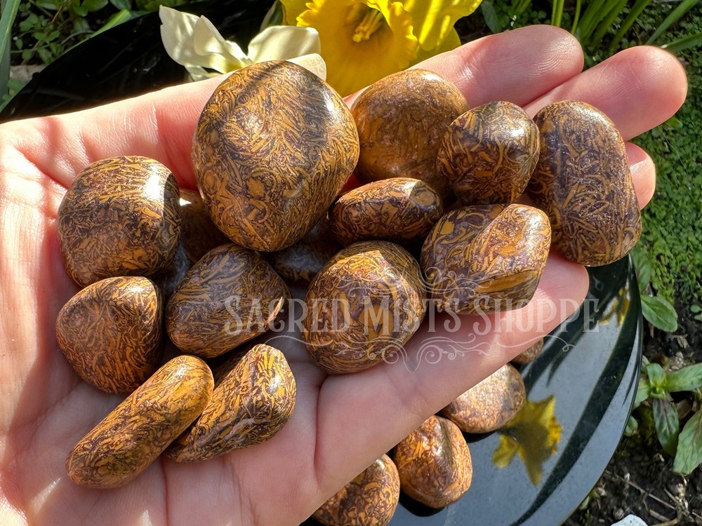 Calligraphy Stone Mariam Jasper Arabic Script Elephant Skin Stone Tumbled
