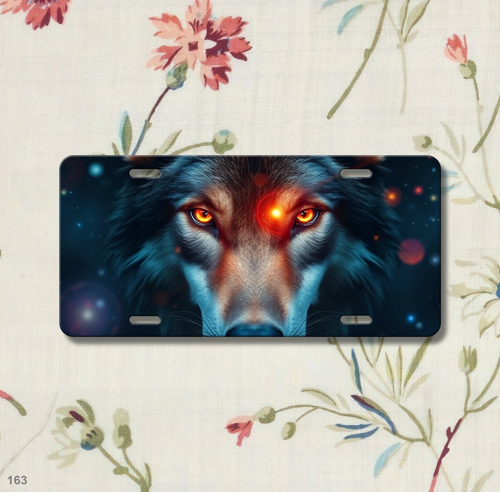 Powerful Wolf License Plate Optional Text Vanity Plate Gift Idea