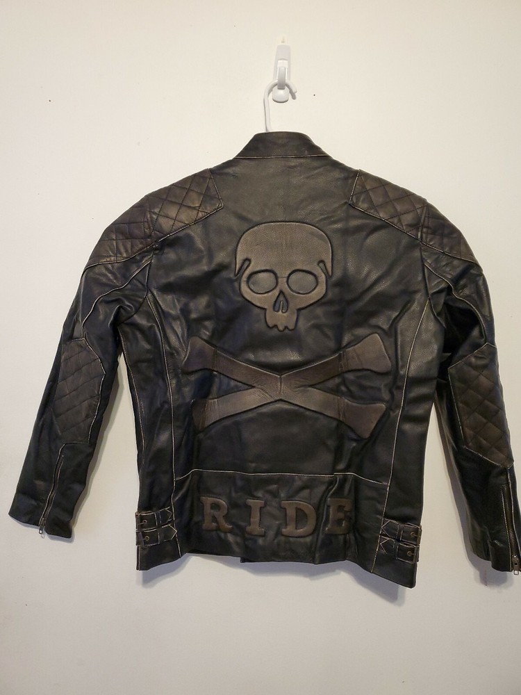 Ride Skull Motorcycle Jacket, Black Color