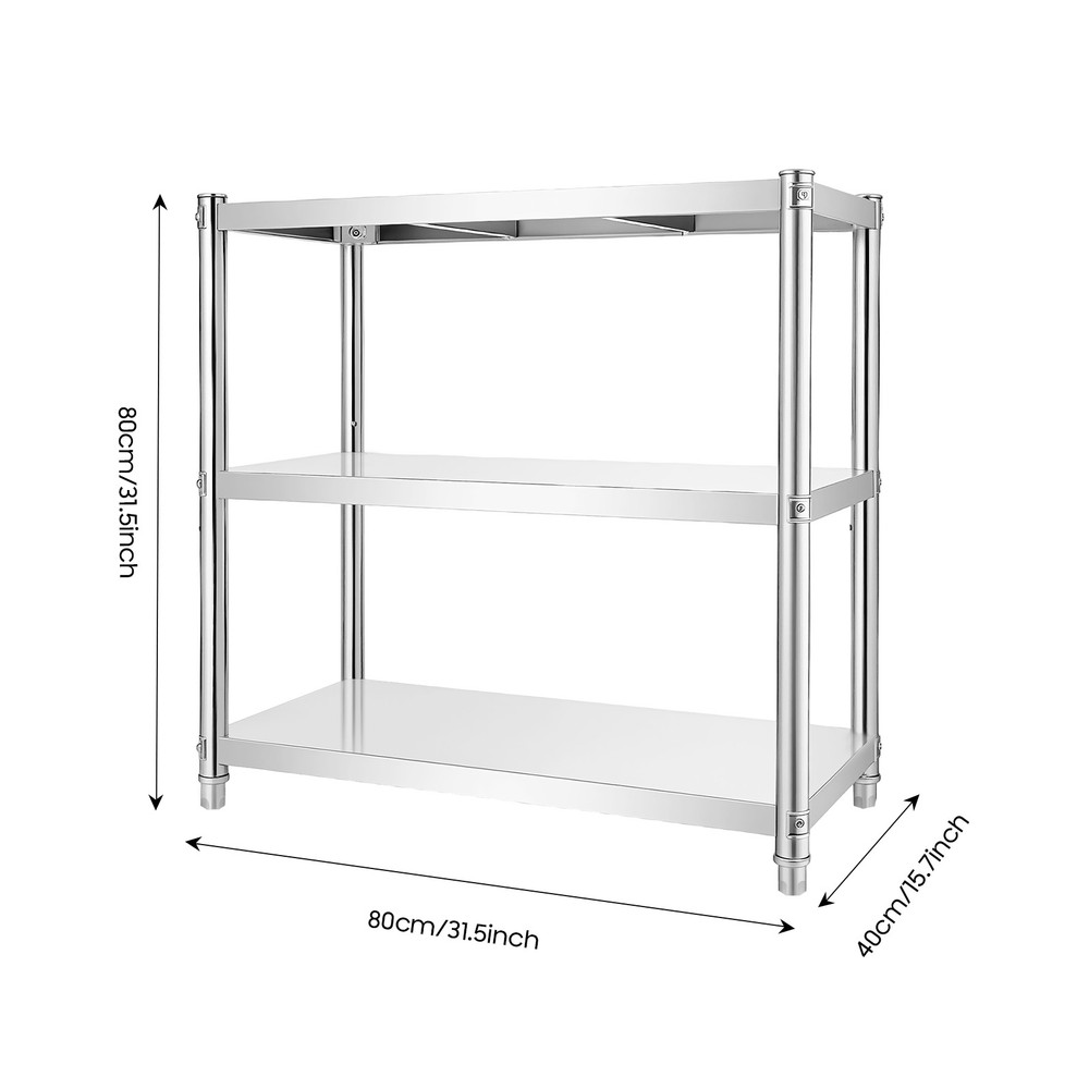 3 Tiers Kitchen Shelf Shelving Rack Restaurant Shelves Rack Stainless Steel