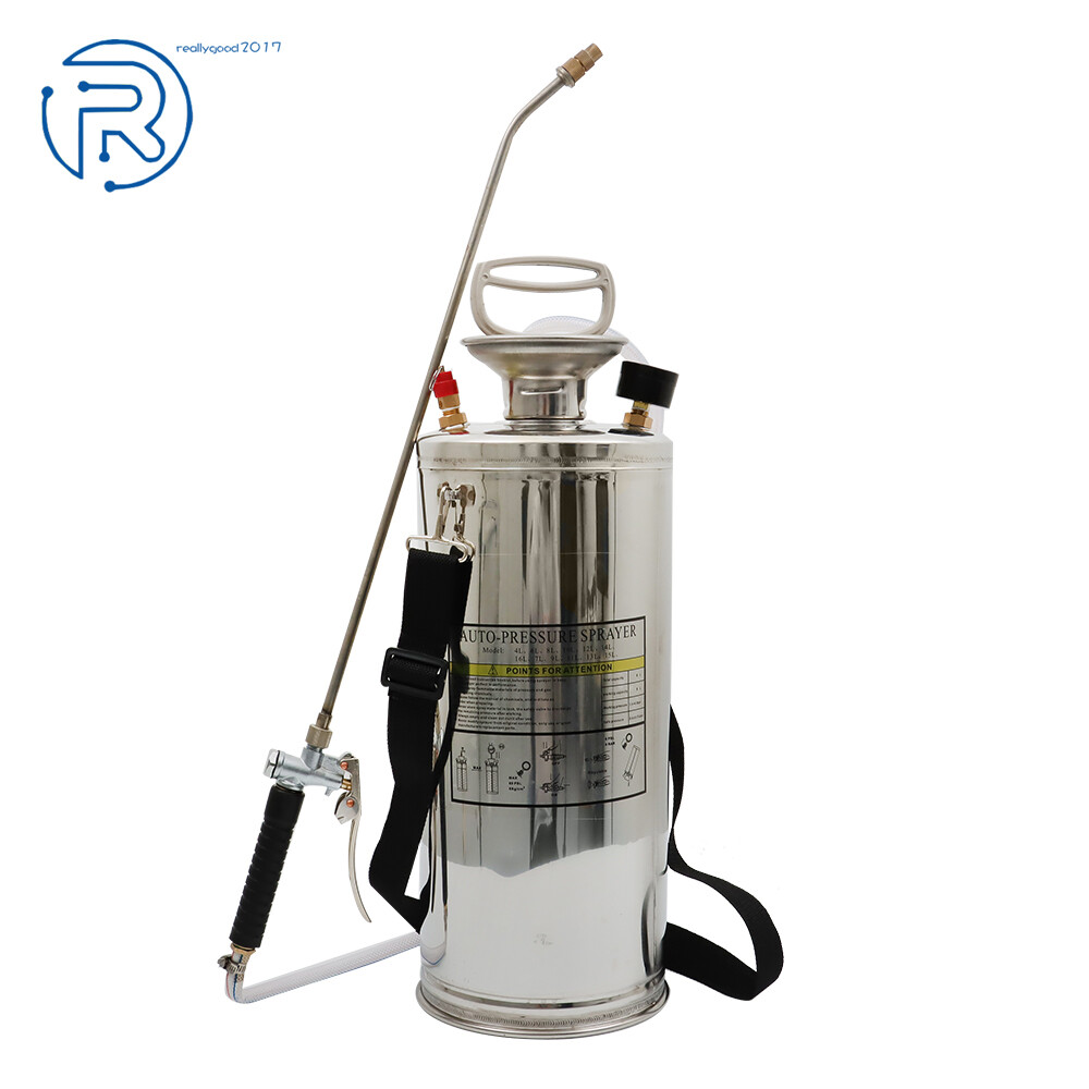 2 Gal Stainless Steel Sprayer Adjustable Nozzle Hand Pump Sprayer w/3ft Hose