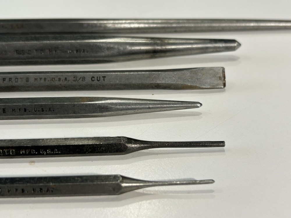 6 Used PROTO Punch And Chisel Tools USA