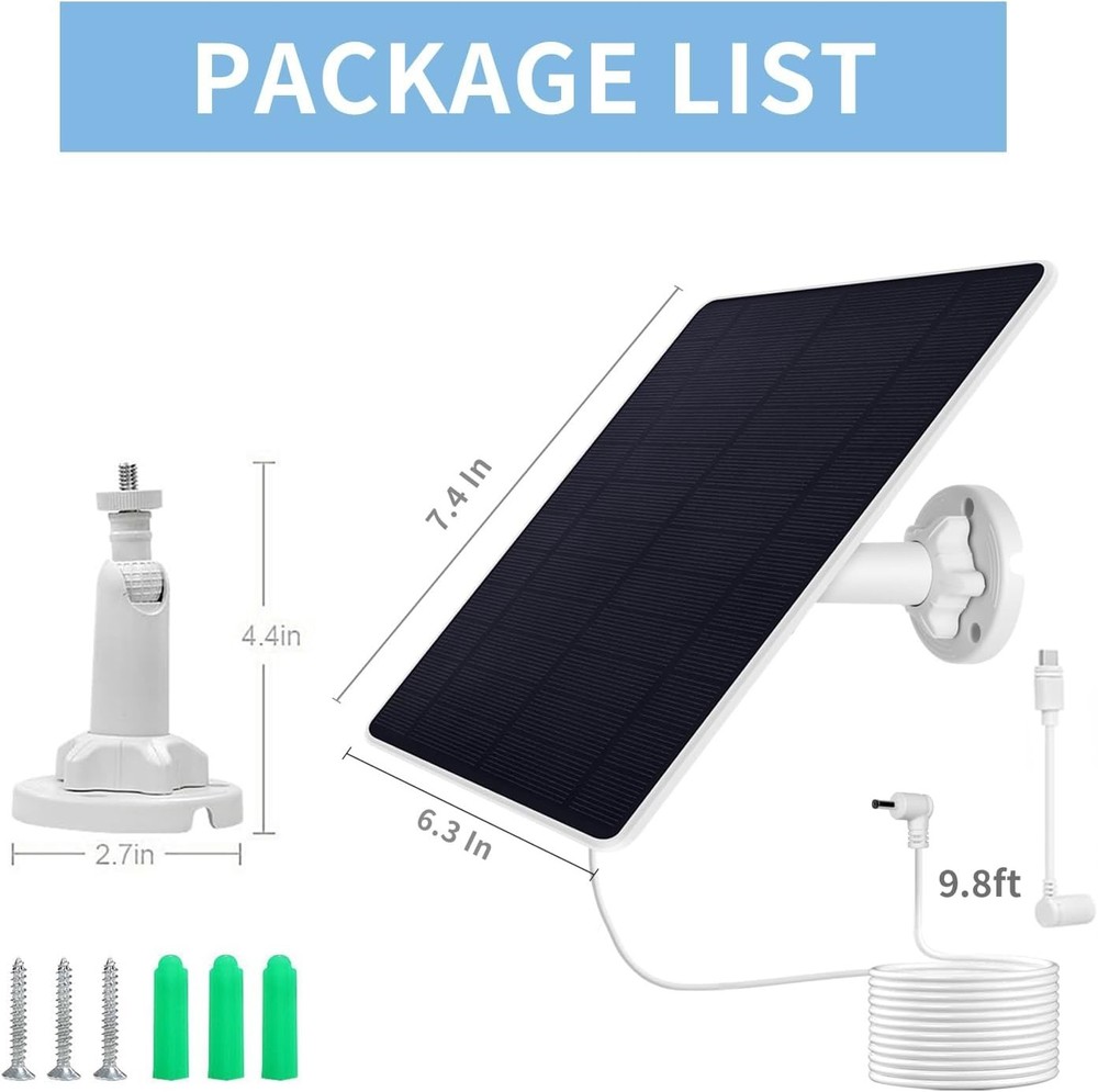 Ring Camera Solar Panel Charger for Stick Up and Spotlight Cams, Weatherproof