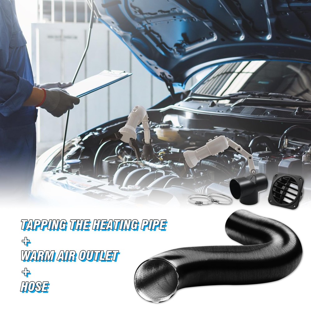 DTNESS 75mm Auto Heater Pipe Ducting, 9Pcs TBranch Warm Air Outlet Vent Kit, ...