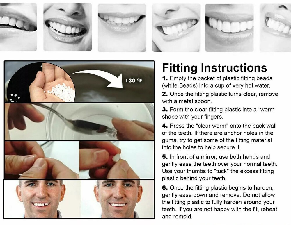 3 Pack Set Instant Smile Bright White Shade Temporary Teeth Replacement Kit