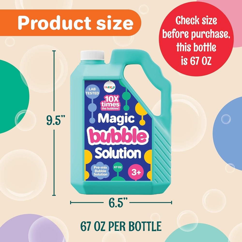33 OZ Iridescent Bubble Solution Refill | Non-Toxic Pre-Mix Bubble Refill Sol...
