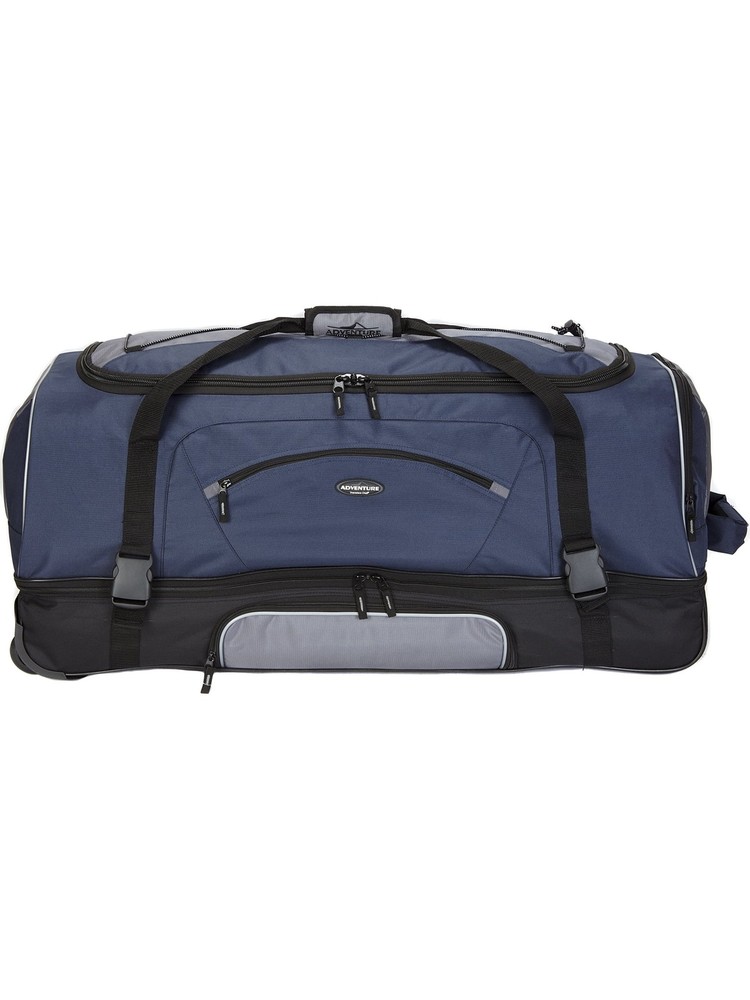 Large 36" Drop-Bottom Rolling Duffel with Telescopic Handle - Black