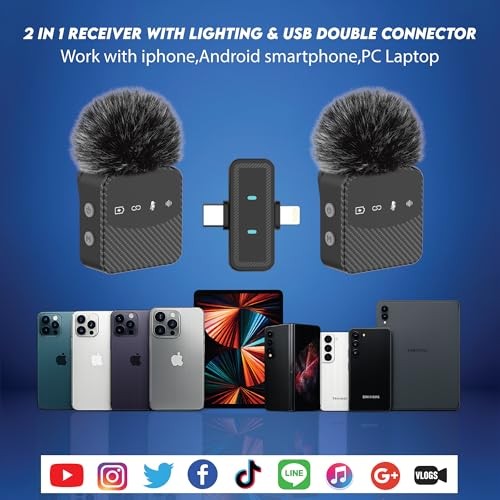 Wireless Lavalier Microphone for iPhone & Android, Auto-Pairing Noise